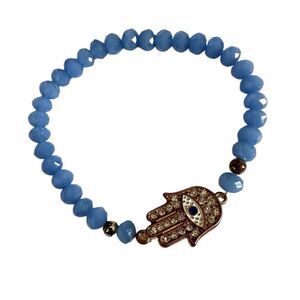 Blue beaded hamsa bracelet